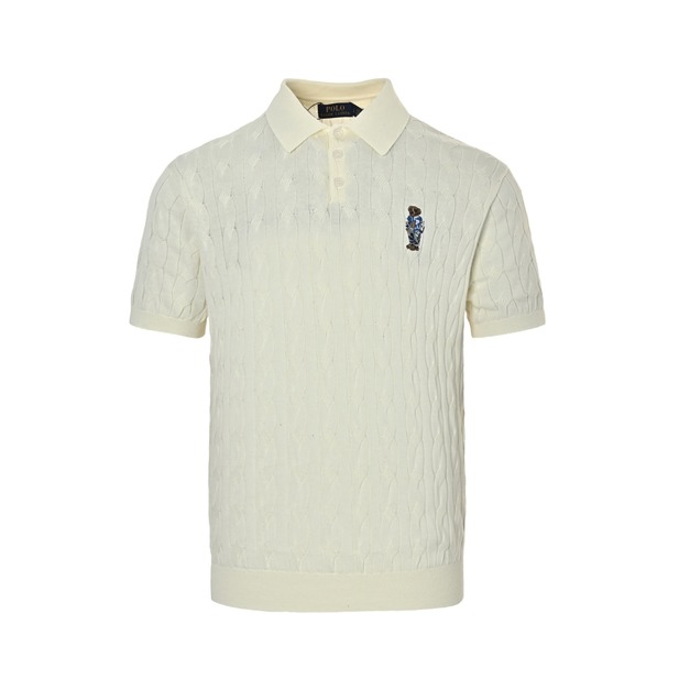 RALPH LAUREN 小熊刺繡絞花針織Polo短袖 (杏色) RALPH LAUREN 小熊刺繡絞花針織Polo短袖 (杏色)