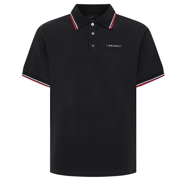 PRADA 經典撞色滾邊Polo衫 (黑) PRADA 經典撞色滾邊Polo衫 (黑)