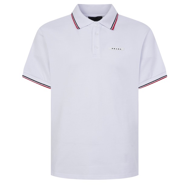 PRADA 經典撞色滾邊Polo衫 (白) PRADA 經典撞色滾邊Polo衫 (白)