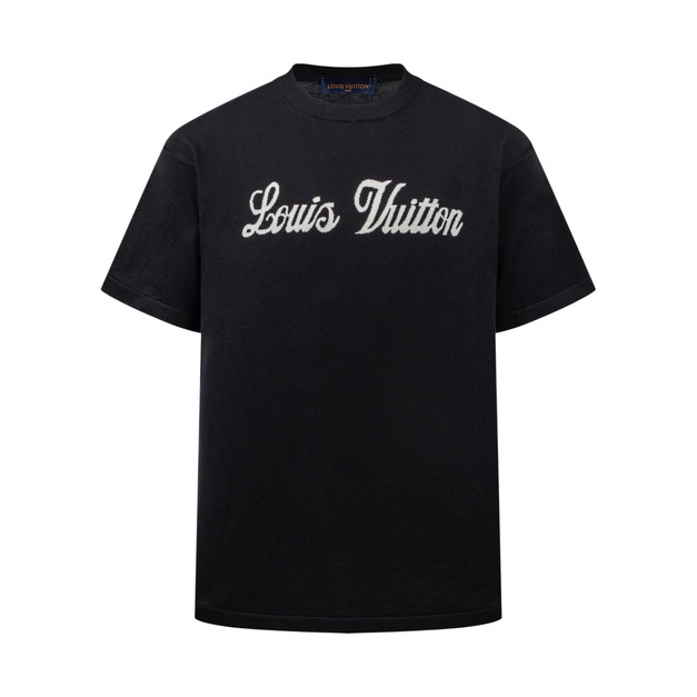 LOUIS VUITTON 草寫字母提花針織短袖(黑色) LOUIS VUITTON 草寫字母提花針織短袖(黑色)