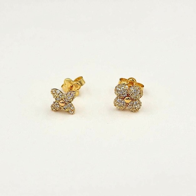 LOUIS VUITTON 金色水鑽四花耳環 LOUIS VUITTON 金色水鑽四花耳環