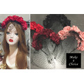A180604【現貨】歐美立體燒邊花朵絨點黑色面紗髮箍花環花圈【四色】_2 A180604【現貨】歐美立體燒邊花朵絨點黑色面紗髮箍花環花圈【四色】_2