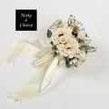H190201【現貨】復古香檳色大麗菊仿花緞帶握把新娘手捧花_2 H190201【現貨】復古香檳色大麗菊仿花緞帶握把新娘手捧花_2