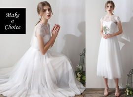 C180803【XS-XXL】【預購】二件式蕾絲短上衣細肩網紗綁帶輕婚紗輕禮服