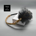 【A181008】【現貨】復古羽毛鑲鑽亮彈性髮帶【裸粉色、黑金色】_4 【A181008】【現貨】復古羽毛鑲鑽亮彈性髮帶【裸粉色、黑金色】_4