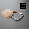 【A181008】【現貨】復古羽毛鑲鑽亮彈性髮帶【裸粉色、黑金色】_3 【A181008】【現貨】復古羽毛鑲鑽亮彈性髮帶【裸粉色、黑金色】_3