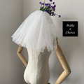 A190602【現貨】簡約白色雙層蓬蓬澎澎素紗裸紗附髮梳短頭紗_1 A190602【現貨】簡約白色雙層蓬蓬澎澎素紗裸紗附髮梳短頭紗_1