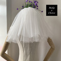 A190602【現貨】簡約白色雙層蓬蓬澎澎素紗裸紗附髮梳短頭紗_3 A190602【現貨】簡約白色雙層蓬蓬澎澎素紗裸紗附髮梳短頭紗_3
