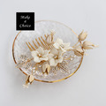 A190704【現貨】手工白色陶瓷花花朵水鑽串珠小髮梳_6 A190704【現貨】手工白色陶瓷花花朵水鑽串珠小髮梳_6