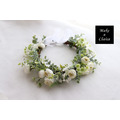 【A191201】【現貨】森林系白色茶花仿花花環花圈髮帶_2 【A191201】【現貨】森林系白色茶花仿花花環花圈髮帶_2