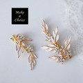 A200704【現貨】精巧玫瑰金五水鑽花蕊枝葉髮夾對夾邊夾二入組_3 A200704【現貨】精巧玫瑰金五水鑽花蕊枝葉髮夾對夾邊夾二入組_3