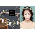 【A170208】【現貨】甜美蝴蝶結水晶珍珠絹花香檳色髮帶花環 【A170208】【現貨】甜美蝴蝶結水晶珍珠絹花香檳色髮帶花環
