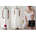 C220901【S-XL】【現貨】簡約一字肩前露背長款輕婚紗輕禮服【白色】。新娘伴娘結婚登記敬酒訂婚拍照 C220901【S-XL】【現貨】簡約一字肩前露背長款輕婚紗輕禮服【白色】。新娘伴娘結婚登記敬酒訂婚拍照
