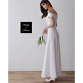 C220901【S-XL】【現貨】簡約一字肩前露背長款輕婚紗輕禮服【白色】。新娘伴娘結婚登記敬酒訂婚拍照_2 C220901【S-XL】【現貨】簡約一字肩前露背長款輕婚紗輕禮服【白色】。新娘伴娘結婚登記敬酒訂婚拍照_2