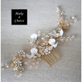 A220904【現貨】手工復古白色仿琺瑯花朵水晶串珠金色髮梳。新娘飾品派對表演造型飾品_5 A220904【現貨】手工復古白色仿琺瑯花朵水晶串珠金色髮梳。新娘飾品派對表演造型飾品_5
