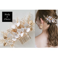 A220904【現貨】手工復古白色仿琺瑯花朵水晶串珠金色髮梳。新娘飾品派對表演造型飾品 A220904【現貨】手工復古白色仿琺瑯花朵水晶串珠金色髮梳。新娘飾品派對表演造型飾品