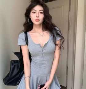 現貨無退換|套裝韓版簡約連身洋+打底褲 現貨無退換|套裝韓版簡約連身洋+打底褲