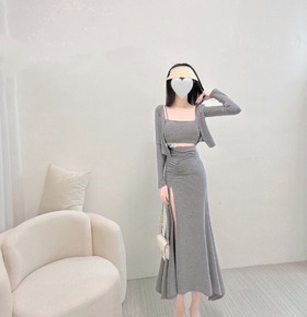 現貨無退換|度假細肩胸墊背心+開岔魚尾裙+外套 現貨無退換|度假細肩胸墊背心+開岔魚尾裙+外套