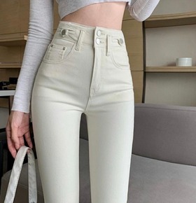 現貨無退換|韓版高腰修身牛仔長褲 現貨無退換|韓版高腰修身牛仔長褲