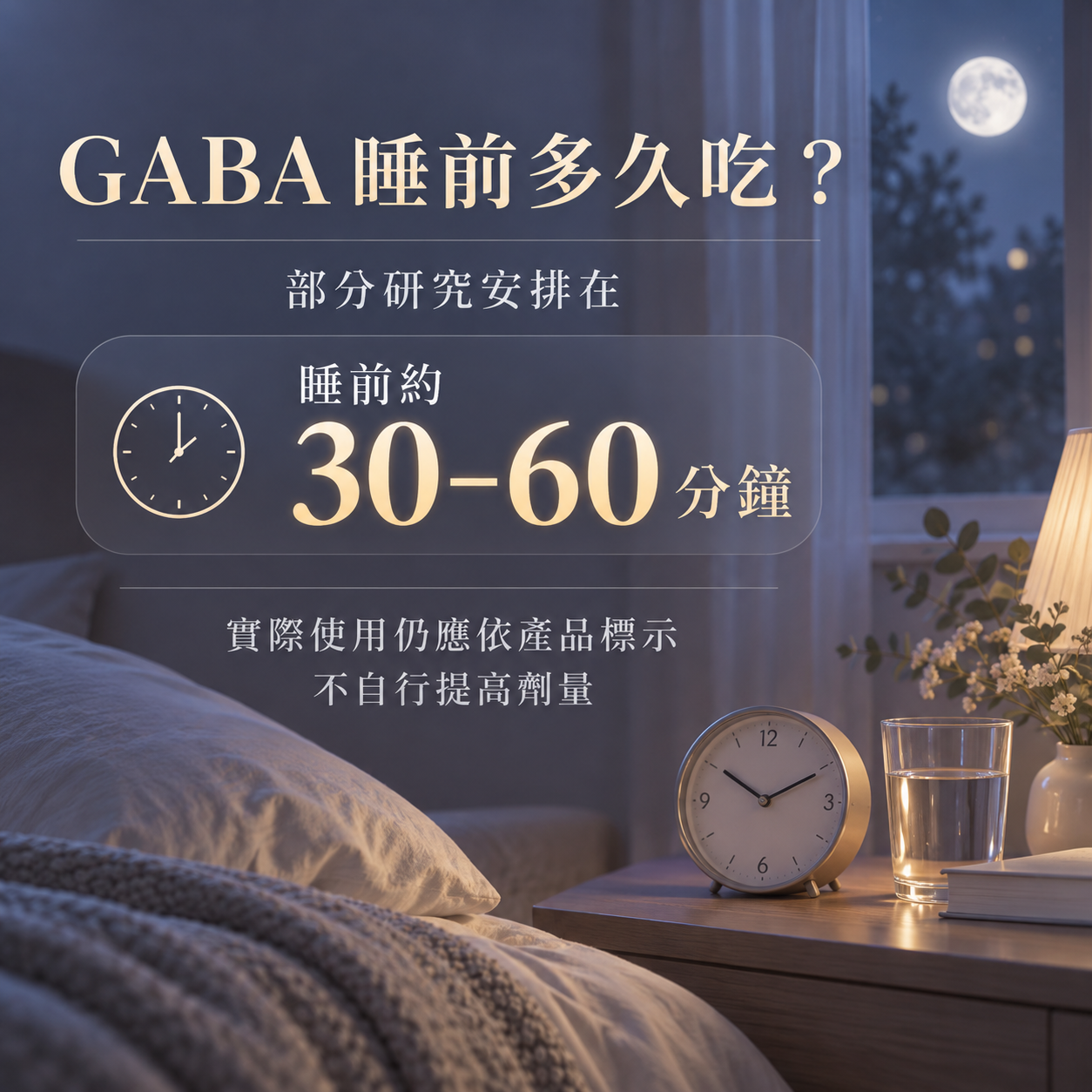 部分GABA睡眠研究在睡前30至60分鐘補充
