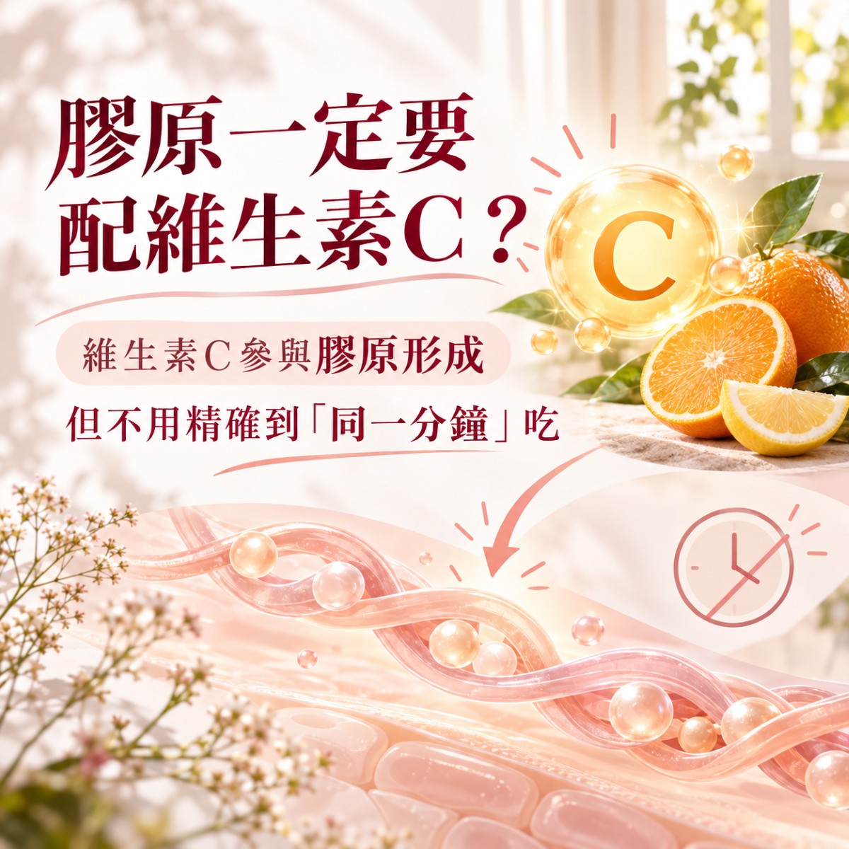 維生素C參與正常膠原形成但不需與膠原在同一分鐘攝取