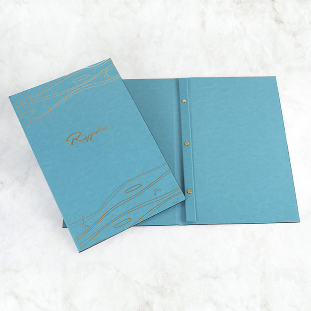 A32【可換頁@鎖銅釘】#PU皮軟殼 #燙金 #RIPPLE西餐廳