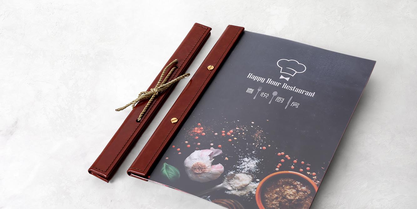 PU皮革 壓條菜單 麻繩與黃銅釘 裝飾效果