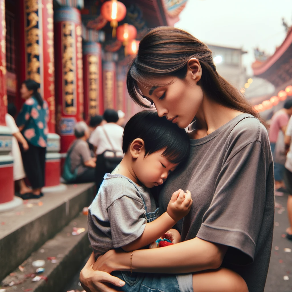 媽媽運用艾草包安撫受驚嚇的孩子