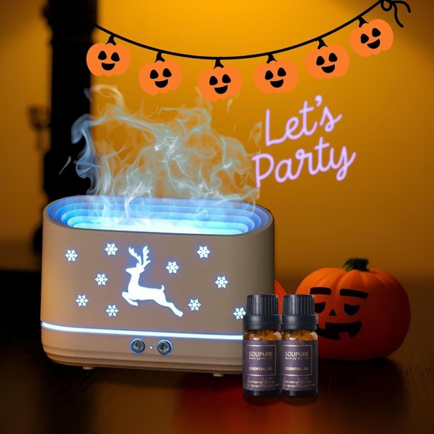 營造派對氣氛精油10ml擴香組 小鹿火焰氛圍水氧機+天然精油任選  生日 萬聖節 聖誕節 派對 營造派對氣氛精油10ml擴香組 小鹿火焰氛圍水氧機+天然精油任選  生日 萬聖節 聖誕節 派對