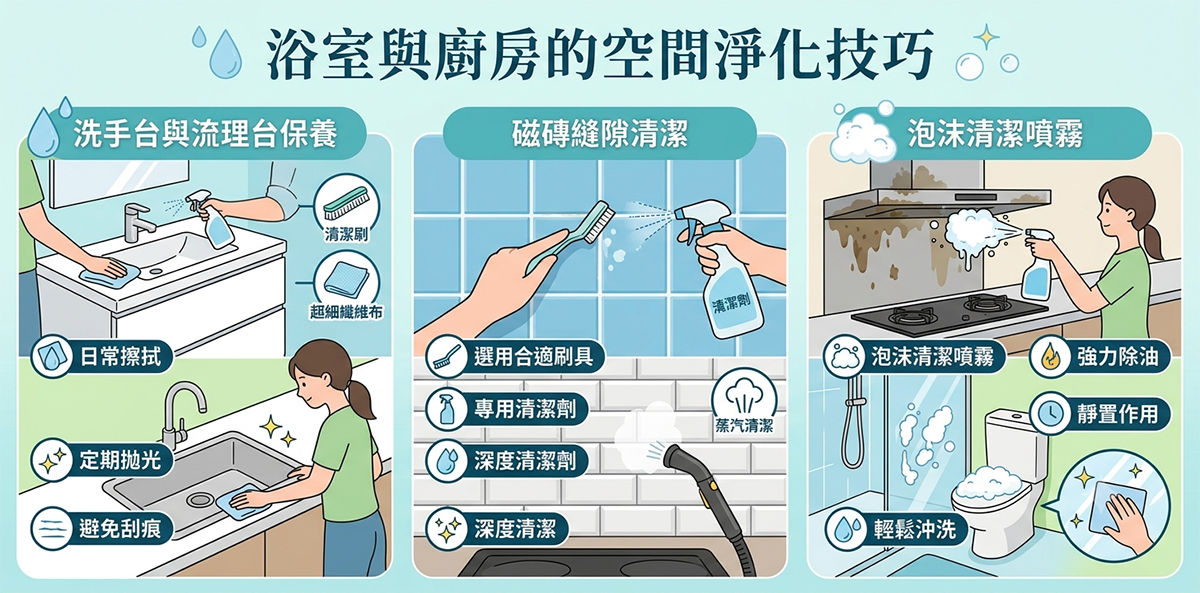 浴室與廚房的空間淨化技巧