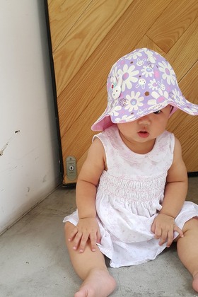 浪漫紫花卉小兔遮陽帽
