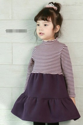 內刷毛浪漫紫洋裝