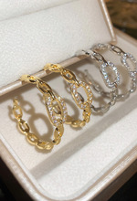 正韓S925純銀 個性微鑲鋯石鏈條金屬C形耳圈