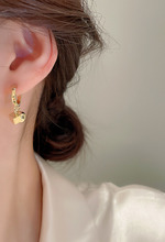 正韓 冷淡風個性金屬圓珠方塊耳扣