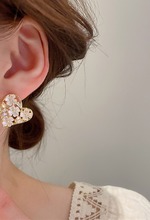 正韓S925純銀 氣質甜美滴釉愛心C形耳環