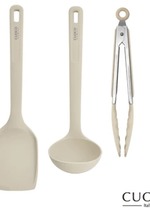 【義大利CUOCO】北歐系列-半月柄全矽膠廚具3件組(炒鏟+湯勺+料理夾)-白色