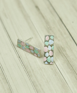 鵝卵石長方耳環 2色