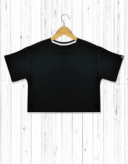 短版空白素面T恤 女T恤-黑