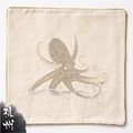 純天然棉麻刺繡抱枕套-江戶章魚 (P05) 外銷歐美/特價商品/數量有限/售完不補