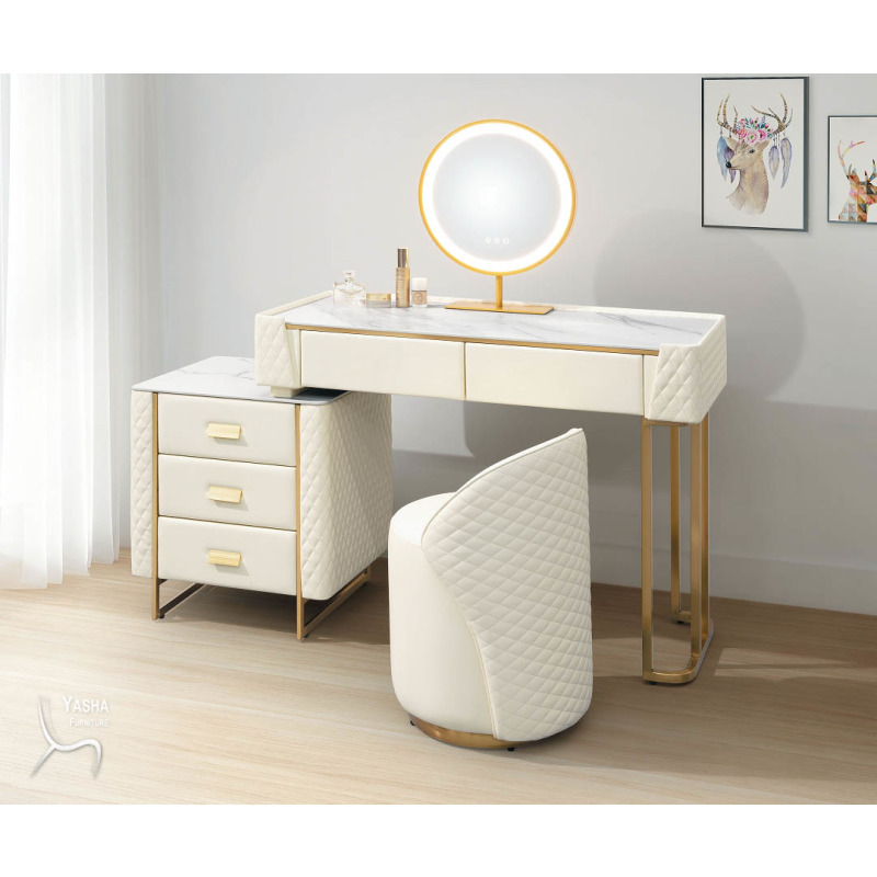 B25-01 維納斯3.3尺岩板伸縮鏡台 (含椅)(QBY001)