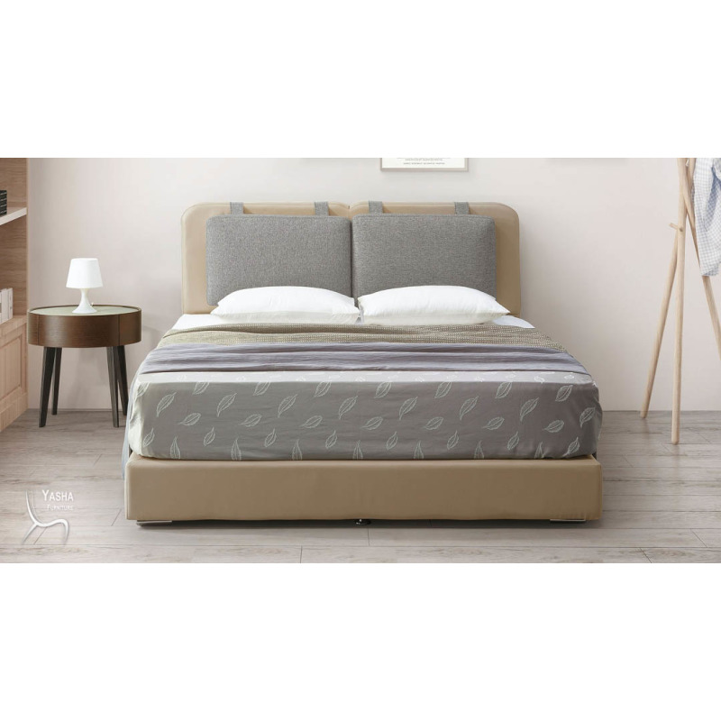 B22-05  杏色6×7尺加長皮革厚床底