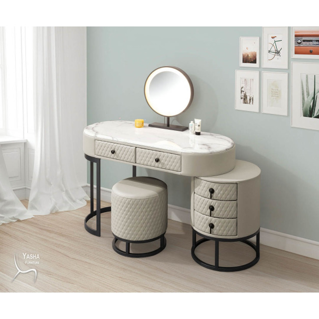 B25-04 米雪兒4尺岩板伸縮鏡台 (含椅)(QL896)