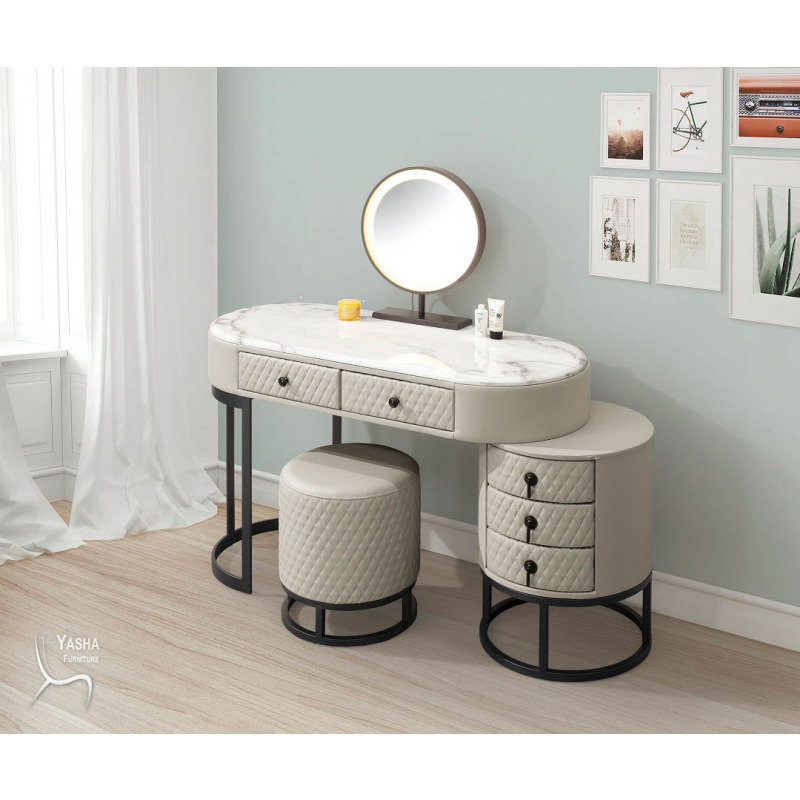 B25-04 米雪兒4尺岩板伸縮鏡台 (含椅)(QL896)