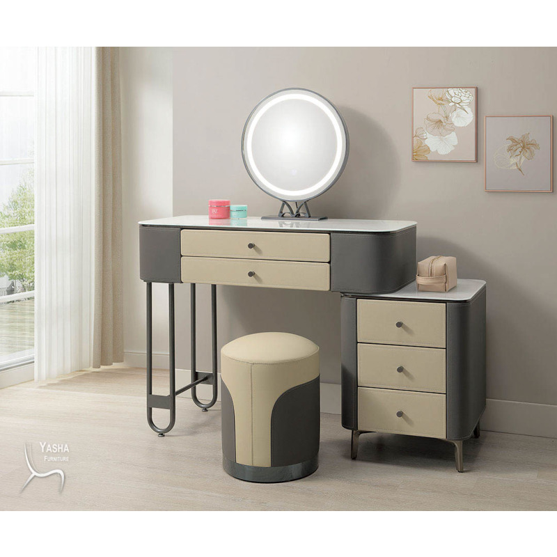 B24-01 貝基3.3尺馬鞍皮伸縮鏡台 (含椅)(1號)(灰色)