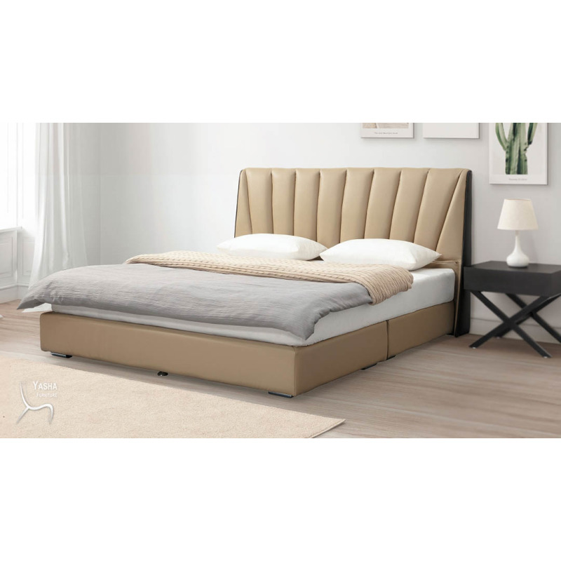 B22-07  杏色5尺皮革厚床底 (G620)