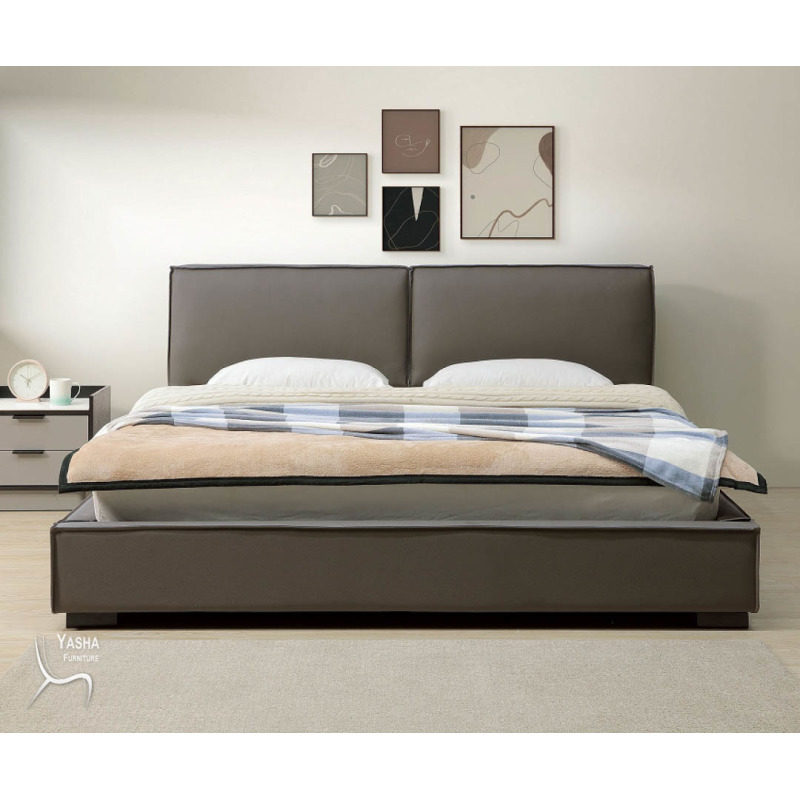 B20-02 亞利斯6尺半牛皮床台 (816)(內崁包邊)