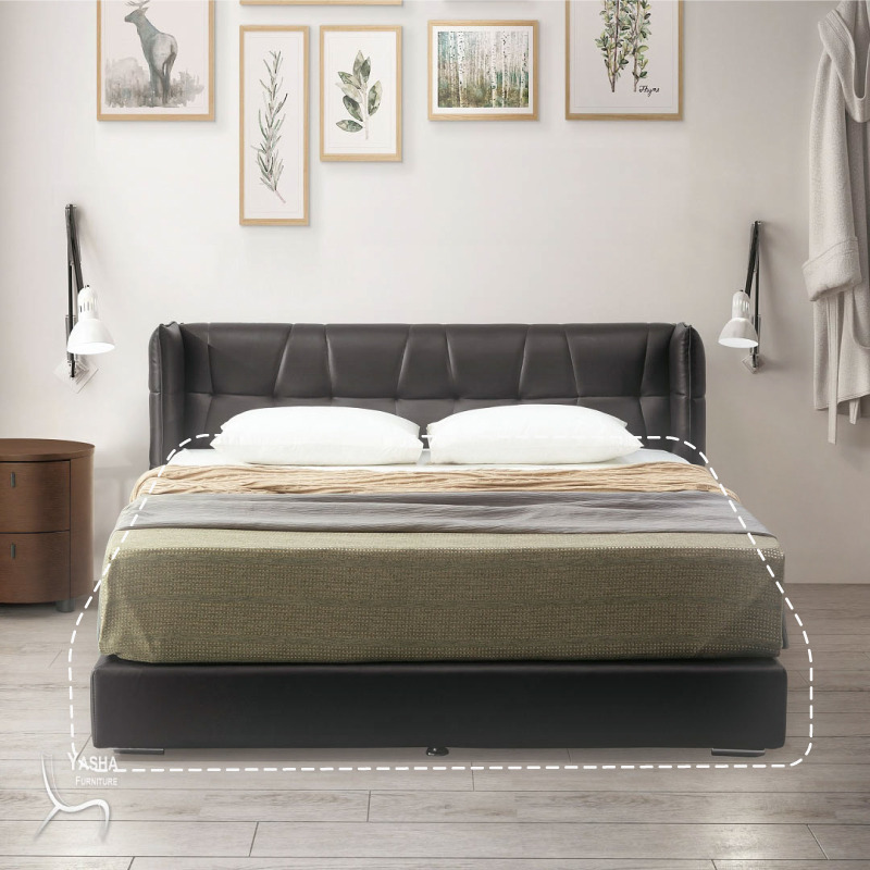 B18-04 黑色6尺皮革厚床底 (A322)