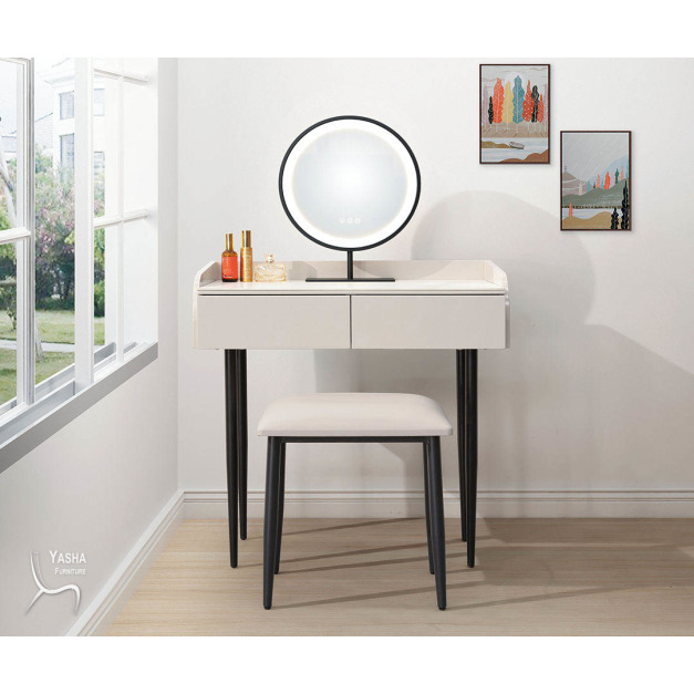 B25-03 康妮2.7尺岩板鏡台 (含椅)(QL892)