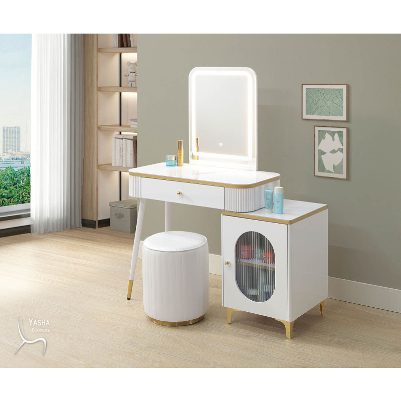 B26-01 珍妮2.7尺岩板伸縮鏡台 (含椅)(619)