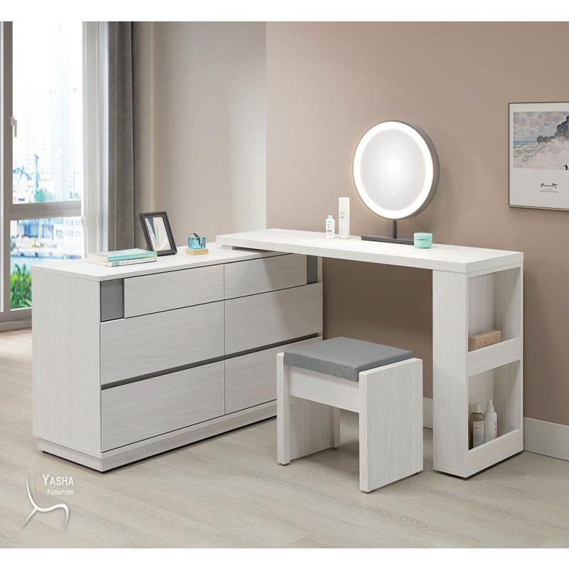 B38-01 凱倫4.4尺功能伸縮鏡台 (含椅)(M302+M304+M305+M306
+J310椅+911圓鏡)